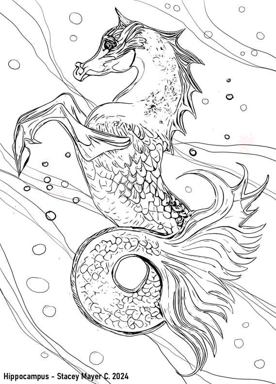 Hippocampus to download and color